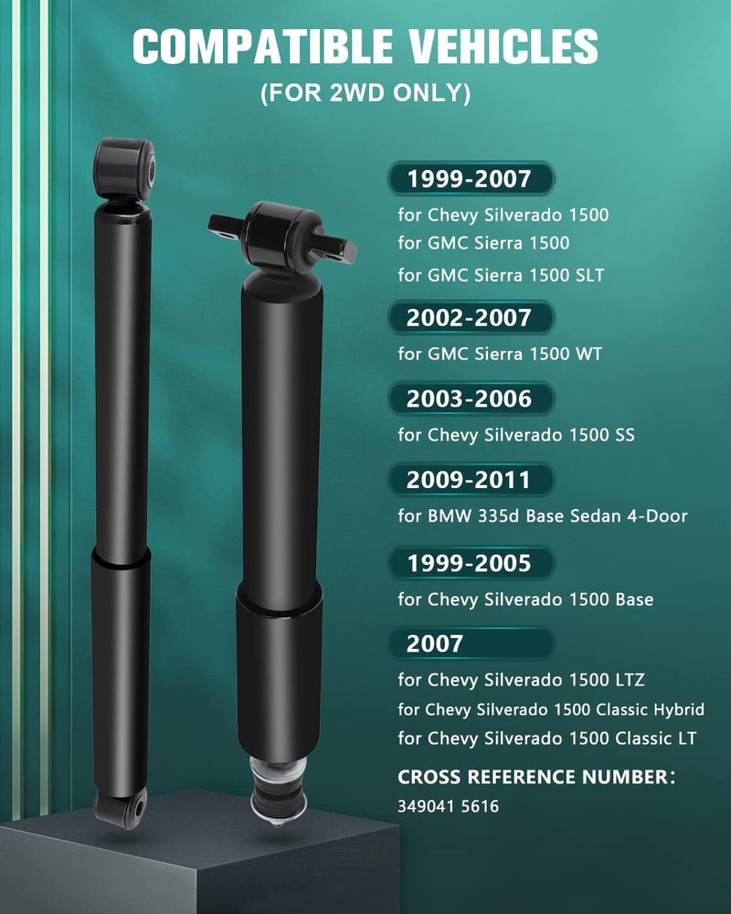 AUTOMUTO Shocks,AUTOMUTO Shocks Kit Fit for 1999 2000 2001 2002 2003 2004 2005 2006 2007 for Silverado 1500 for GMC Sierra 1500 344380 37149 Auto Shocks Strut Sets - Image 3